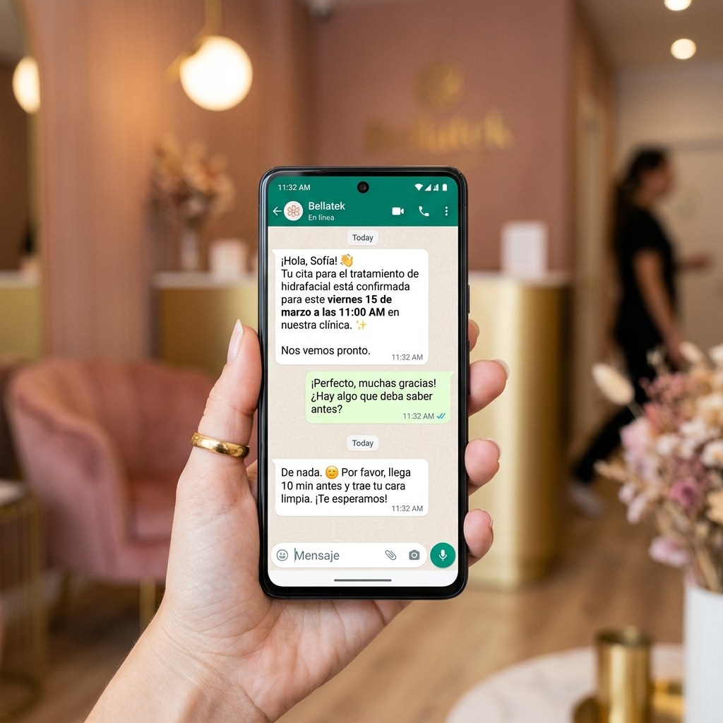 Conversación de WhatsApp en español de Bellatek