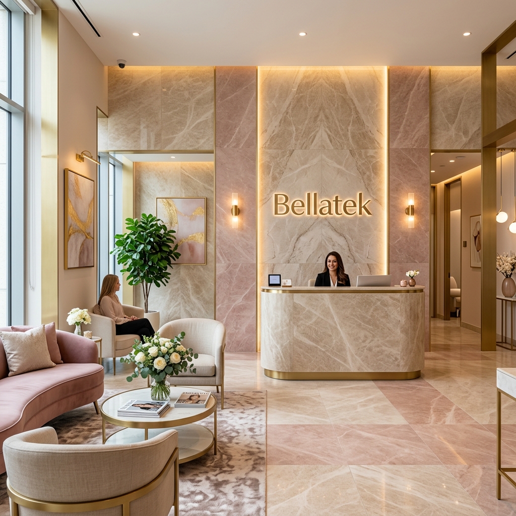 Recepción de clínica estética premium Bellatek